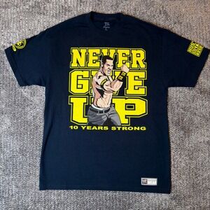 WWE John Cena Never Give Up 10 Years Strong T-Shirt Mens Large 2011 Graphic Tee